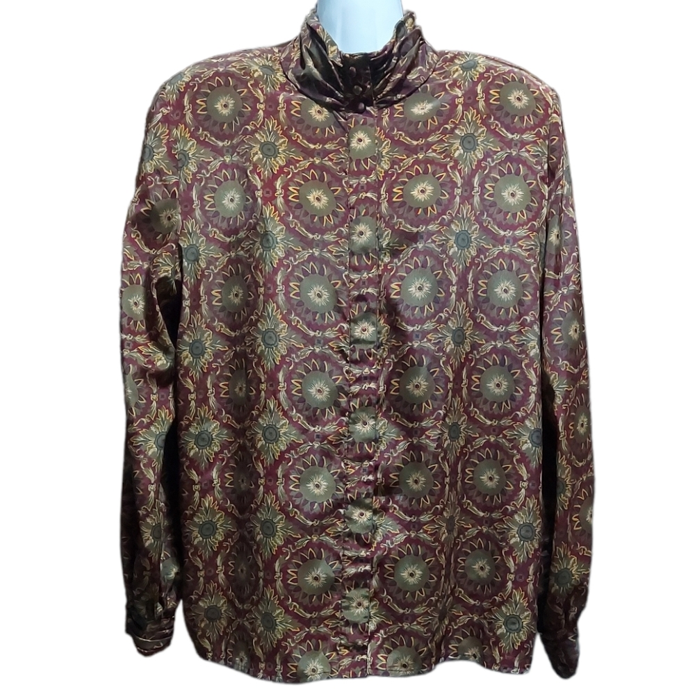 Barrie Pace Ltd Women's Button Down Shirt With Shoulder Pads Size 16